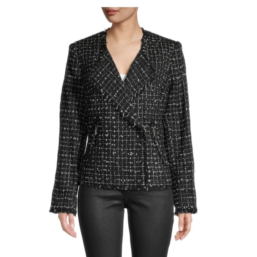 Karl Lagerfeld Black and White Tweed Blazer